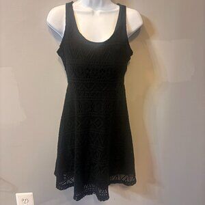 Mossimo Black Crochet Knee Length Dress w/ Lining Size Medium